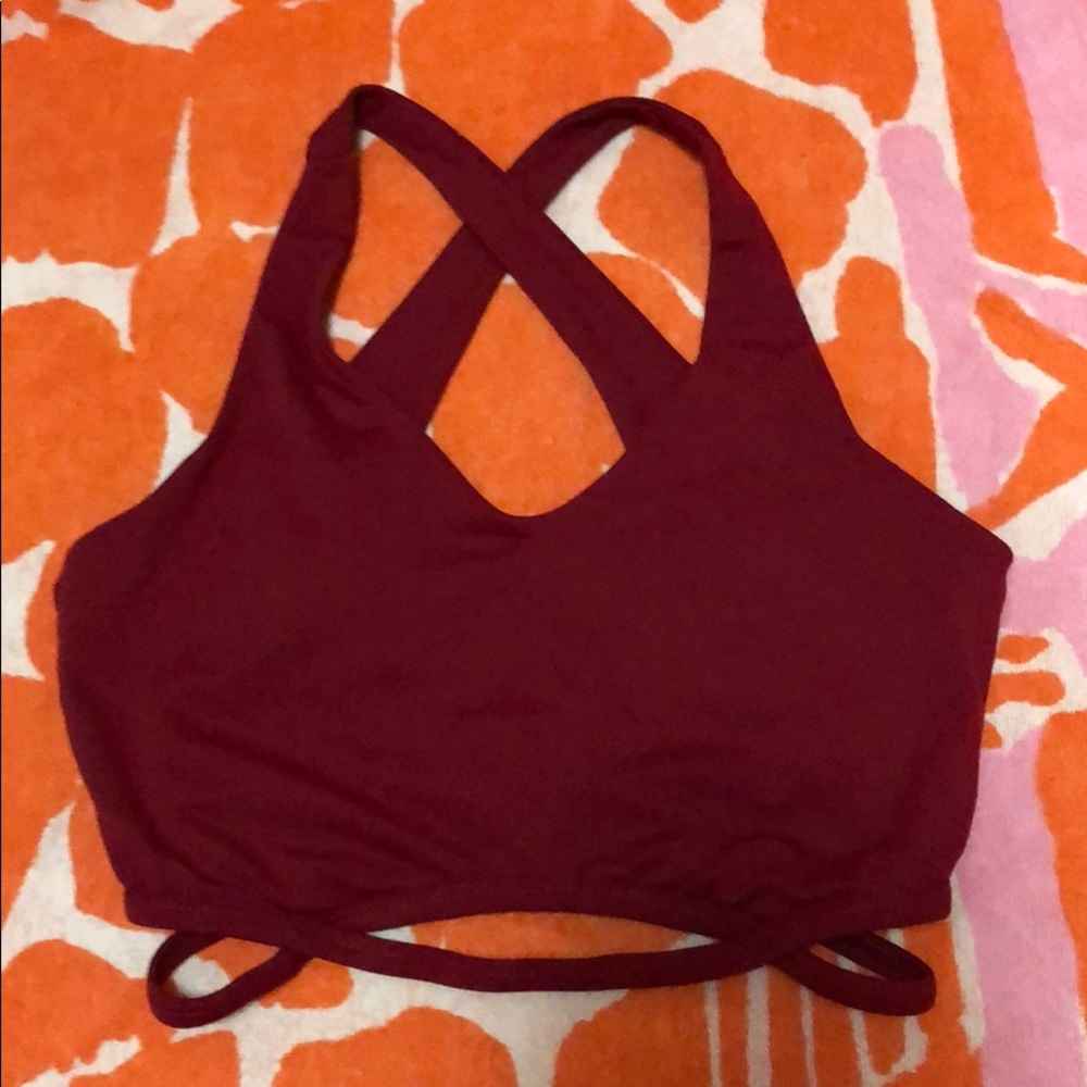 Fabletics burgundy sports bra crop top XS